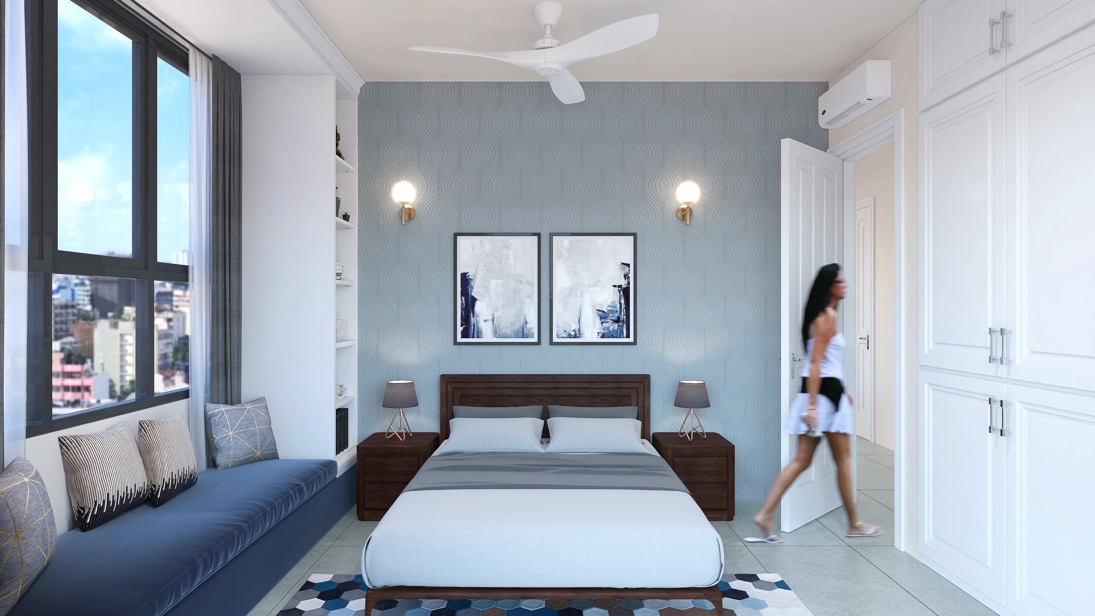 Bedroom with ceiling fan