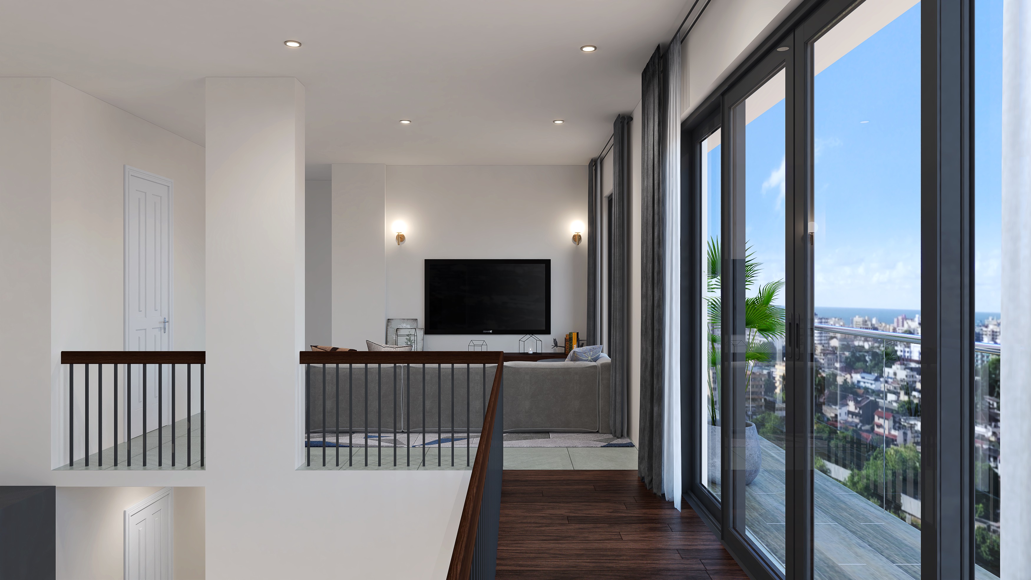 Balcony with city view